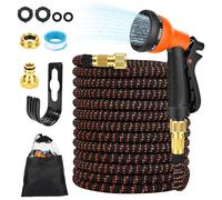 PUTINEI Tuyau Arrosage Extensible 30m Raccord de Robinet 1/2 et 3/4, Tête de Pulvérisation avec 8 Fonctions, avec Sac de Rangement, Support de Tuyau pour Jardin, Camping-Car, Camping (Oranges)