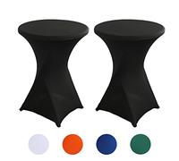 Putniu Lot de 2 Housse Mange Debout, 80x110cm Nappe en Spandex Extensible, Nappe Ronde élégante pour Table de Bistro/Cocktail/Mariages/Banquet, Noir