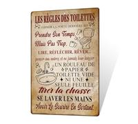 Putuo Decor Plaque Métallique "Les Règles des Toilettes" avec Illustrations Humoristiques Panneau Humour en Aluminium Décoration Murale Vintage pour WC et Salle de BainS Toilettes, Cadeau Original