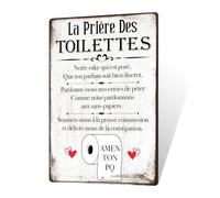 Putuo Decor Plaque Prière des Toilettes - Décoration Murale Humoristique en Français pour WC, Panneau Métal Vintage avec Texte Drôle, Idéal pour Salle de Bain ou Bar