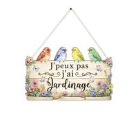 Putuo Decor Plaque Suspendue en Bois « J'Peux Pas J'Ai Jardinage », Pancarte Décorative illustrée Oiseaux Fleurs Papillons, à Accrocher pour Maison Terrasse Balcon, Cadeau Décoration