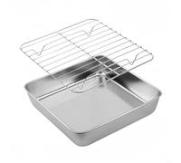 Puupaa Plaque de cuisson avec grille de refroidissement, ensemble de feuilles de four en acier inoxydable, plateau à rôtir carré pour dinde, barbecue, gâteau, ensemble de plats de cuisson profonds