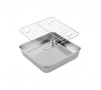 Puupaa Plaque de cuisson avec grille de refroidissement, ensemble de feuilles de four en acier inoxydable, plateau à rôtir carré pour dinde, barbecue, gâteau, ensemble de plats de cuisson profonds