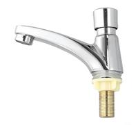 Puupaa Robinet de lavabo moderne, robinet de lavabo à fermeture automatique à temporisation avec arrêt automatique en 4 secondes, valve froide simple G1/2 pour toilettes publiques et cuisine
