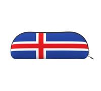 PUYhgb Pochette en demi-cercle imprimé drapeau de l'Islande - Sac de rangement à fermeture éclair - Organisateur portable pour crayons cosmétiques pour le travail, doré, taille unique