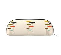 PUYhgb Pochette en demi-cercle imprimée moderne du milieu du siècle, sac de rangement à fermeture éclair, organiseur portable pour crayons, cosmétiques pour le travail, argent, taille unique, valise