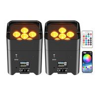PUZILOZA 2pcs 108W APP par led projecteur batterie rechargeable RGBW UV lumière noire 16.7 millones con Télécommande lumière disco DMX/IR/2.4GHz Éclairage de scène pour soirée DJ Bar Mariage
