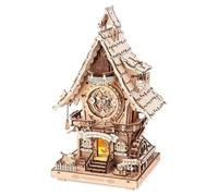 Puzzle en bois 3D - Modèle de coucou - 435 pièces - Mécanisme fonctionnel avec oiseau - Niveau de difficulté : 4/5 - Dimensions : 21,2 × 17 × 34 cm - Bois