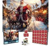 Puzzles Calendrier de l'Avent 2024 pour enfants et adultes, 24 boîtes de 1008 pièces, puzzle Père Noël, calendrier de compte à rebours, jeu de Noël amusant, décoration murale, 52 cm x 75 cm
