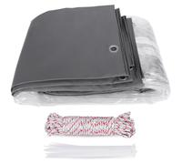 PVC-Plane - Rideau de douche - 2,4 x 3 m - 0,55 mm - 650 g/m² - Fermeture éclair double sens - Imperméable - Résistant aux UV - Gris clair