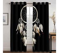 PVMLVM Rideau Salon Occultant 3D Motif Attrape-Rêves Noir Rideaux Et Draperies avec Oeillets Décoration De Fenêtre Isolation Thermique pour Intérieurs Et Maison Économie D'Énergie L170 x H200cm