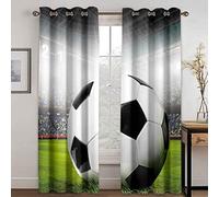 PVMLVM Rideaux Occultants Chambre 3D Football Noir Et Blanc Imprimé Rideau À Oeillets, Salon Et Chambre Enfant Décoration De Fenêtre 170x200cm 2 Panneaux Isolant Thermique Et Phonique Rideaux