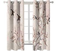 PVMLVM Rideaux Occultants Isolant Thermique Polyester Rideaux pour Garçon Fille Chambre Oiseau Fleur Rose 3D Design Moderne À Oeillets Salon Rideau 170x200cm(Largeur x Hauteur),2 Pièces