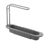 PW TOOLS Rangement télescopique pour évier, Support d'évier télescopique, Panier vidange Extensible, Savon, égouttoir en éponge, Plateau d'évier pour Cuisine Salle Bain