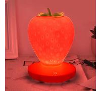 PW TOOLS Veilleuse pour Enfants, Lampe LED en Silicone Fraise, lumière Rechargeable USB, 3 Modes tactiles, pépinière Douce à intensité Variable pour Chambre bébé, Chambre à Coucher