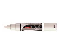 Uni-Ball Marqueur craie liquide Chalk PWE-8K pointe biseautée large 8 mm résistant à la pluie blanc