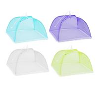Pwsap 4Pcs Pop-up Cloche Alimentaire Tente, Maille Housse Couverture de Nourriture Pliante Couvre Plat Anti-Mouches Moustiques, Maille Parapluie pour Garder des Insectes, Colorée, 16 x 16 Pouces