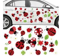 Pwsap Coccinelle Autocollants de Voiture,Coloré Sticker Autocollant Vinyle Automobile Décoration Extérieure de Voiture Decal Sticker pour SUV Camion Moto Portes Murs Ordinateur,4 Feuilless