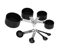 Pwshymi Ensemble de Cuillères à Mesurer en Acier Inoxydable, 8 Pièces, Outil de Cuisine Durable et Polyvalent pour un Usage Domestique, Noir et Argent