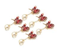Pwshymi Lot de 6 Porte-clés en Métal de Style Dessin animé Brillant pour Porte-clés de Voiture, Pendentifs de Sac, Accessoires Durables et Décoratifs (YSKJD10 Rouge)