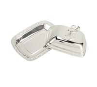 Pwshymi Plateau à Fruits doré, Plat à Bonbons Décoratif avec Couvercle pour Décoration de Table de Maison en Métal 19x14x12.5cm (Argent)