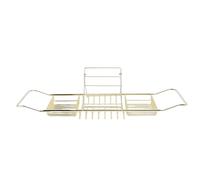 Pwshymi Plateau de Baignoire de Douche, Support Extensible en Acier Inoxydable pour Les Essentiels du Bain, Conception Réglable de 25 à 38,4 Pouces (Or)