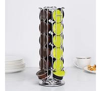 Pwshymi Support de Dosettes de café élégant, Organisateur de Capsules Rotatif à 360 ° pour les Amateurs de café, Portable chromé 24 Pièces