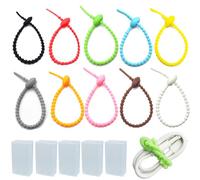 PXBSNB Lot de 30 serre-câbles en silicone multicolores, refermables avec 5 boîtes en plastique, cravates multi-usages en silicone pour sauver les aliments, cravates à pain, sangles de serpent