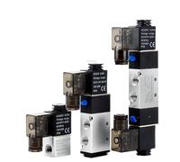PXQCHAVLN Électrovanne pneumatique 220V 4V220-08 Air 5 Voies 2 Positions 1/4 "Bobine en Alliage d'aluminium Interne DC 12V électrique DC 24V AC 110V(W 10mm Fittings,DC 24V)