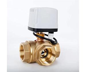 PXQCHAVLN Vanne à Bille motorisée étanche à 3 Voies DN15 DN20 DN25 DN50, 3 Fils, 2 Commandes, vanne à Bille électrique en Laiton, Moteur métallique à Grand Couple(220vac,DN25)