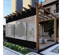 Pxzybd Rideau De Bâche Transparent Extérieur avec Porte À Fermeture Éclair,Bâche Noire Étanche Claire en PVC,Panneaux Latéraux en Bâche Imperméable pour Pergola,Patio,Gazebo,W×H-1.8×2m(5.9 * 6.6ft)