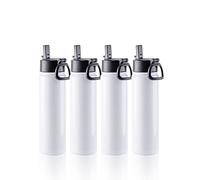 PYD Life Lot de 4 gobelets vierges de 650 ml en acier inoxydable à large goulot avec paille et poignée portable pour presse à gobelet, impression par sublimation