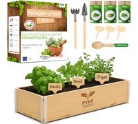 PYEF CRAFTS Kit Potager d'Intérieur Herbes Aromatiques Kit Jardinage Adulte pour Plantes Aromatiques Persil, Basilic, Origan, Coriandre - Jardinage Potager Balcon et Cuisine - Prêt à Pousser