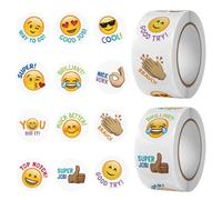 PYEUIFT 1000 Gommettes Récompense Enfant Stickers Motivation École Élève Bon Point Autocollants Enfants 2 Ans 3 Ans 10 Motifs Smiley 25mm Gommettes Récompense pour Enseignant