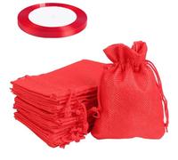 PYEUIFT Pochon Jute, 20 Stück Rouge 9x7cm, Pochon Tissu, Pochette Cadeau, Sac En Coton Avec Cordon, Sachet Tissu, Für Mariage Baptême Communion Anniversaire Fête
