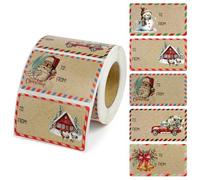 PYGHAP Étiquettes Cadeaux, 300 Pièces Étiquettes Autocollantes de Noël, Étiquettes Nominatives Autocollantes Joyeux Noël Rétro Designs adaptées aux Étiquettes Cadeaux dans les Boîtes, Sacs, Enveloppe