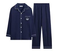 Pyjama en Coton Homme Manches Longues Coton Fin Plaid Grande Taille Décontracté Portable Vêtements de Maison Costume Peignoir Homme Forex, q, XXL