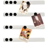 PYJLBX Lot de 4 bandes de fer magnétiques sans cadre en acier inoxydable avec dos adhésif pour mur | Tableau mémo avec 10 aimants noirs | Pour l'école, le bureau, la maison et la cuisine
