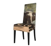 Pyjwyfmy Housses de chaise pour chaises de salle à manger, amovibles et lavables avec imprimé éléphant