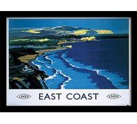Pyramid International Affiche encadrée East Coast Souvenirs, Multicolore, 30 x 40 x 1.3 cm