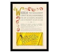 Pyramid International Affiche encadrée Willy Wonka et la chocolaterie (motif ticket d'or) 30 cm x 40 cm - Produit officiel