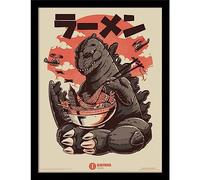 Pyramid International Illustrata Tableau encadré en bois - Kaiju Ramen 30x40 centimètre - Style Japonais authantique pour fans et passionés de japan culture