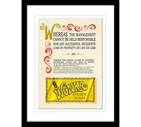 Pyramid International Impression encadrée Charlie et la chocolaterie dans un cadre noir édition collector (motif billet doré) Willy Wonka encadrée dans un cadre 30 x 40 cm - Produit officiel