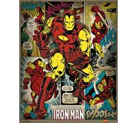 Pyramid International Iron Man Retro Marvel Comics Mini Poster Plastique/Verre Multicolore 40 x 50 x 1,3 cm