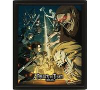 Pyramid International Poster L'Attaque des Titans (Design Saison 4) Lenticulaire 3D Art mural et posters dans un cadre photo noir 25 cm x 20 cm x 1,5 cm - Produit officiel