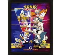 Pyramid International Poster Sonic le hérisson en 3D (Select Your Fighter) Décoration murale lenticulaire 3D avec cadre photo noir 25 x 20 x 1,5 cm - Produit officiel