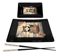 Pyramid International Vincent Trinidad GP85783 Service à sushi avec plateau à sushi en céramique, plateau à trempette et baguettes en bois laqué (motif chat Neko) - Produit officiel