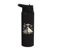 Pyramid UFO Alien Enlèvement - Vintage Conspiracies UFO Lover Stainless Steel Insulated Water Bottle