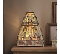 Pyramide de Noël Lumineuse en Bois de 35 cm à LED