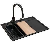 Pyramis Camea évier en granit avec mitigeur 68x50 cm noir 070223912BEI